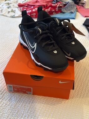 Nike Kids Black and White Cleat-Style Sneakers